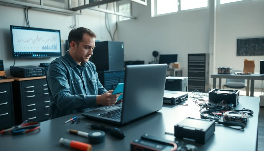 Riparazione computer Settimo Torinese con tecnico esperto in un laboratorio moderno.