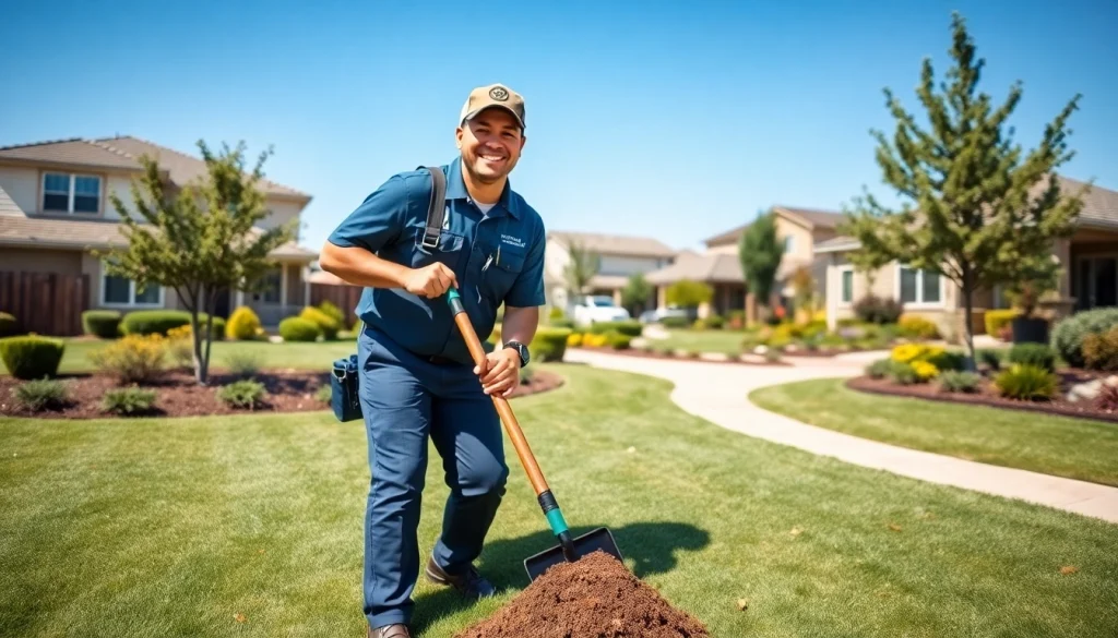 Dog poop pickup service in action with a professional technician cleaning a yard.