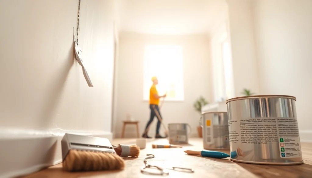 Find drywall painting contractors near me providing professional service in a bright residential area.