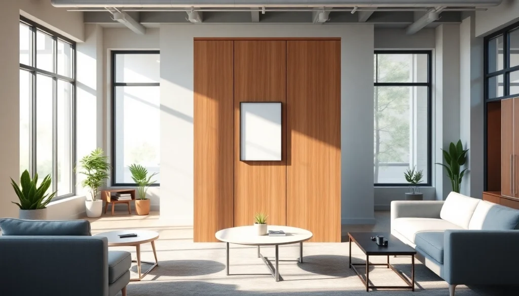 Implementing a Folding Partition Wall in a modern office design to enhance space flexibility and aesthetics.