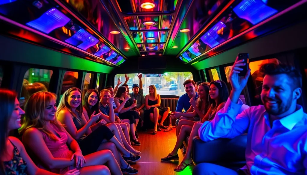 Experience the lavish comfort of an Atlanta party bus featuring plush seats and ambient lighting.