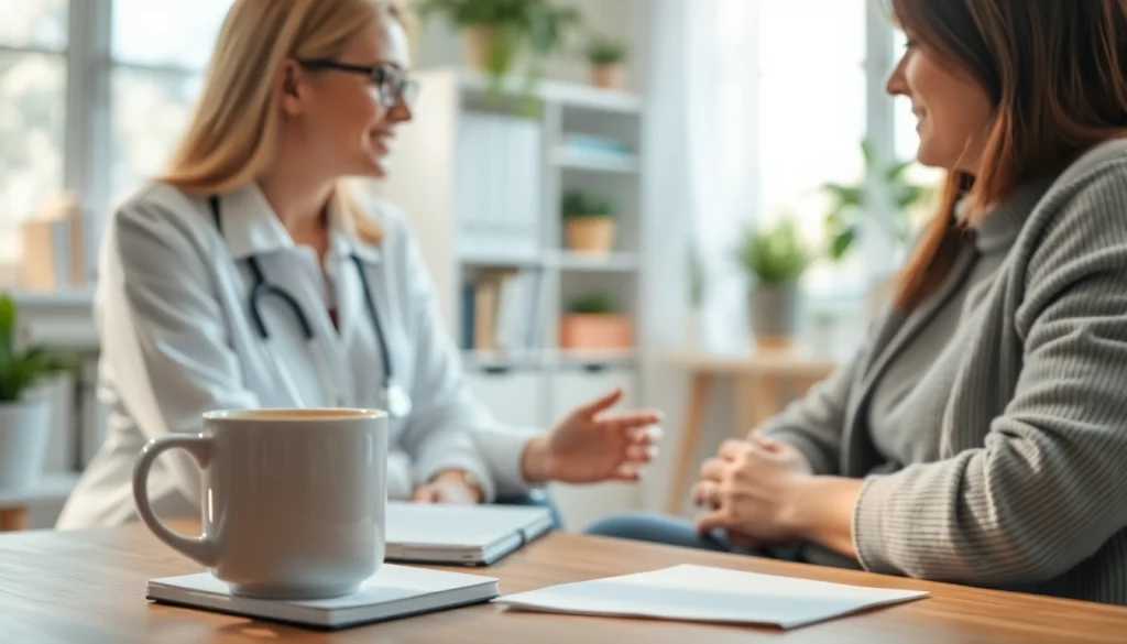 Therapist helping someone dealing with depression in a cozy office environment.