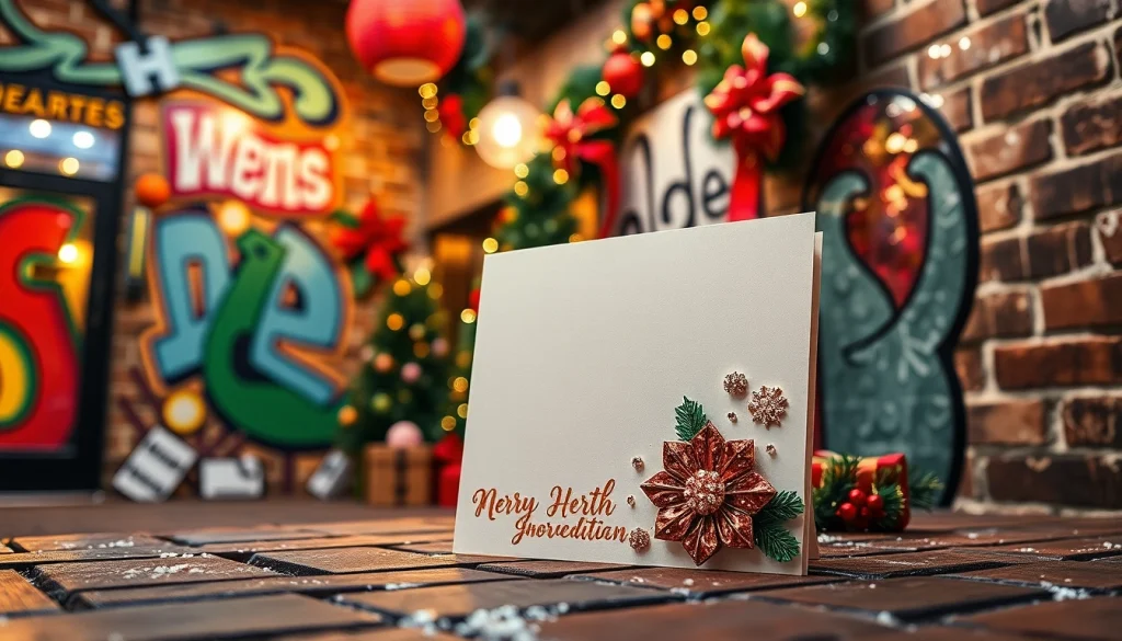 Creating stunning Christmas cards Shoreditch featuring vibrant art and festive decorations.