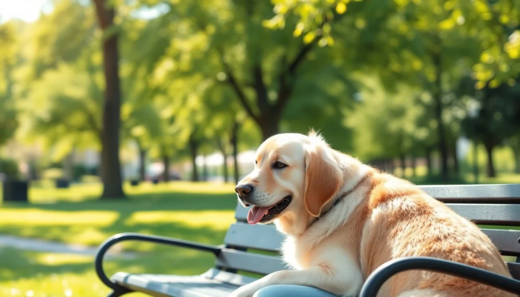 Psychiatric service dogs providing comfort and companionship to individuals in a park setting.