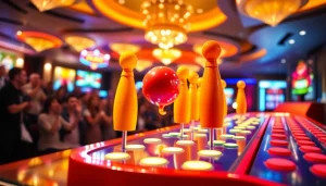 Bermain Plinko Indonesia dengan papan berwarna cerah yang mengasyikkan dan pemain yang bersemangat.