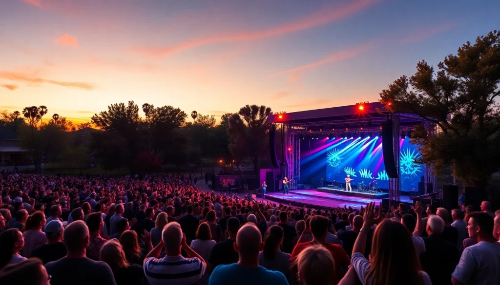 Experience vibrant henderson entertainment at an outdoor concert amphitheater filled with excited fans.