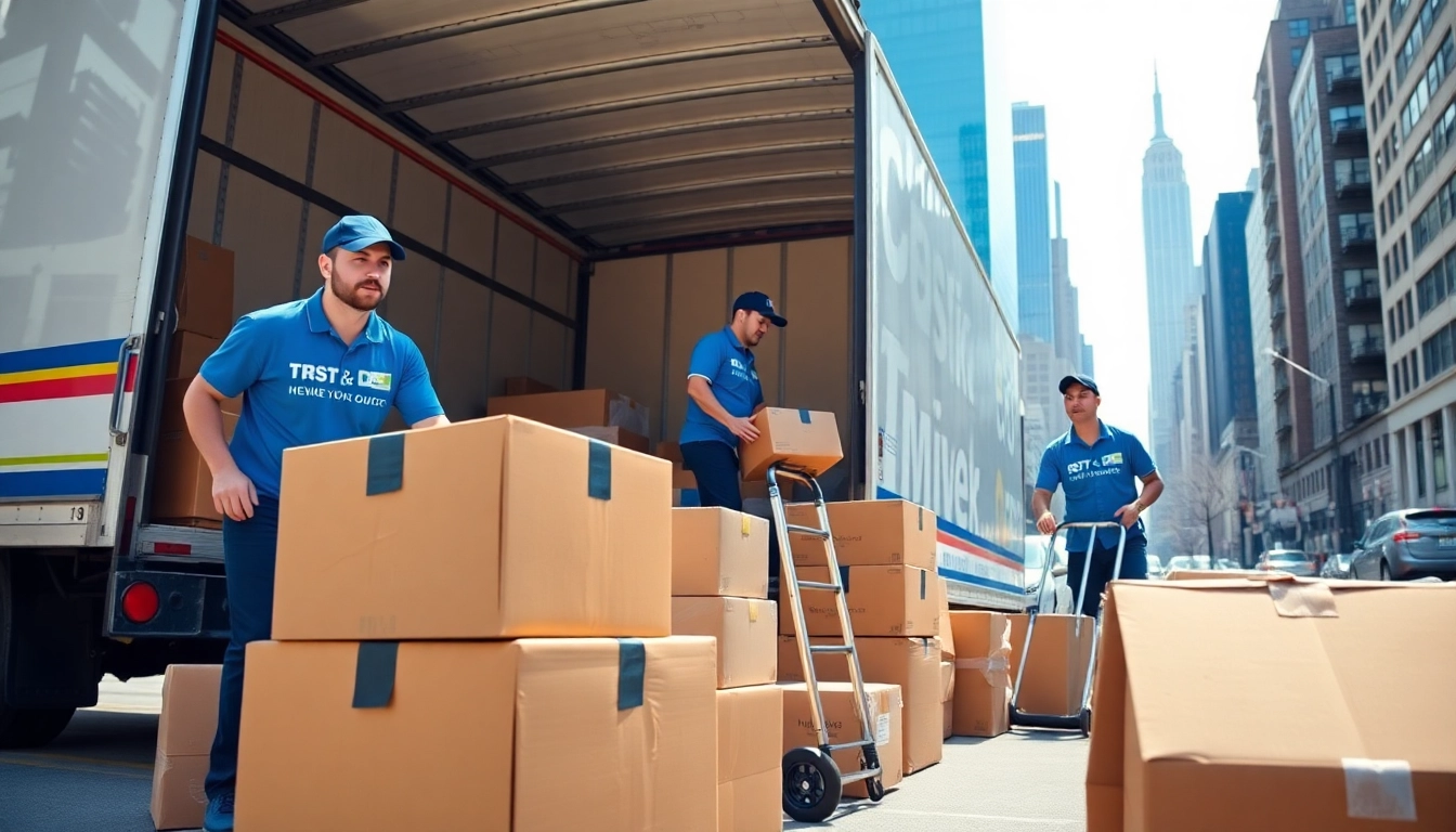 Moving company nyc team efficiently relocating families in a bustling New York City environment.