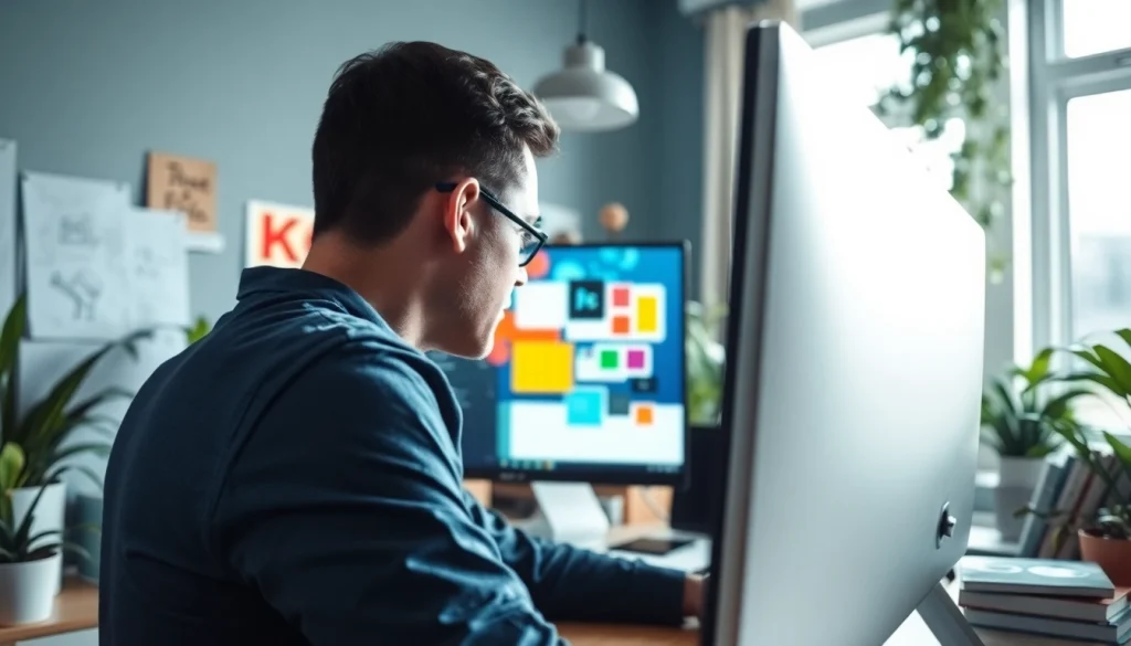 Creating dynamic kc web design layouts within a vibrant studio environment.